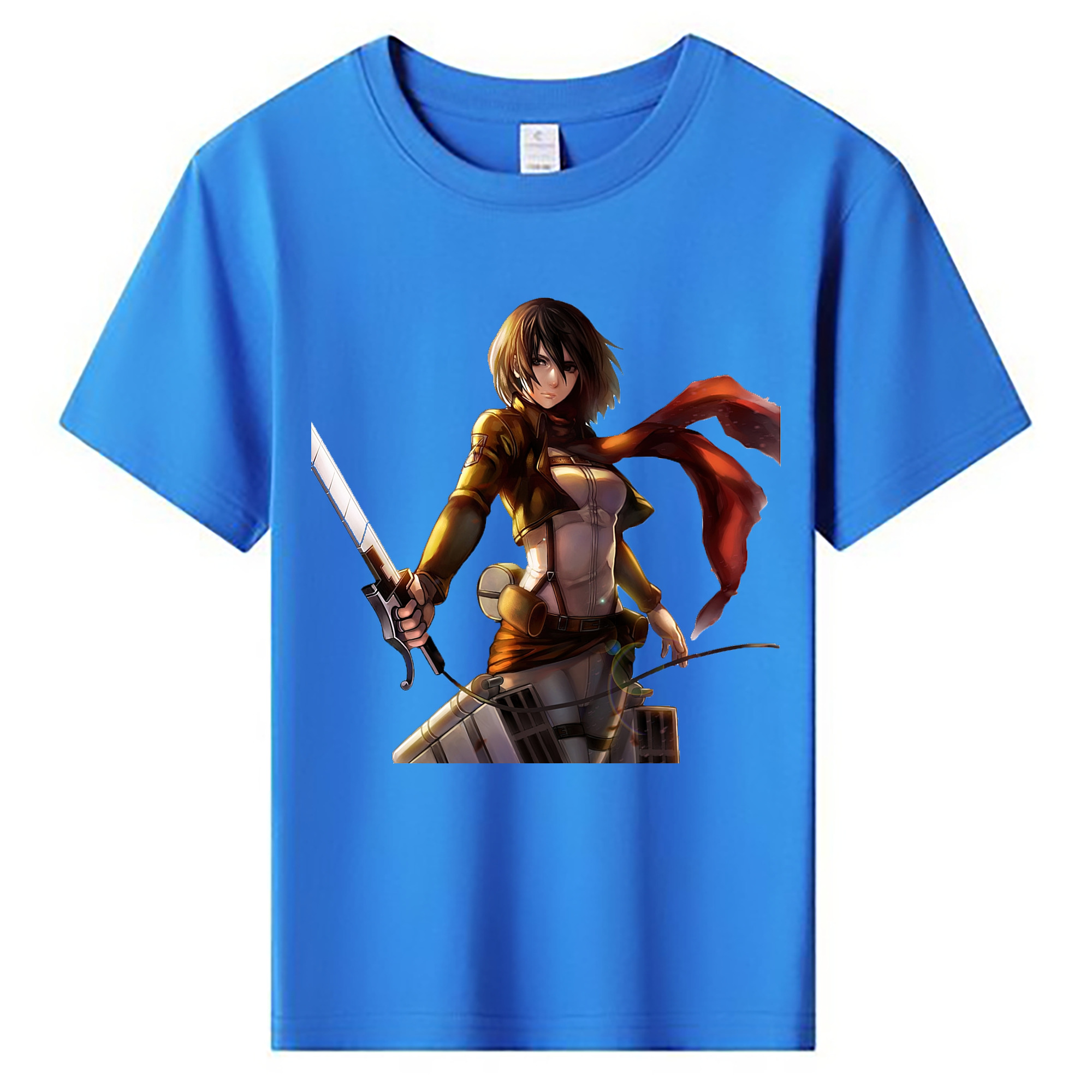 （画像用） 進撃の巨人 ミカサ·アッカーマン Attack on Titan Mikasa Ackerman 綿100％キッズTシャツ（フロントプリント）